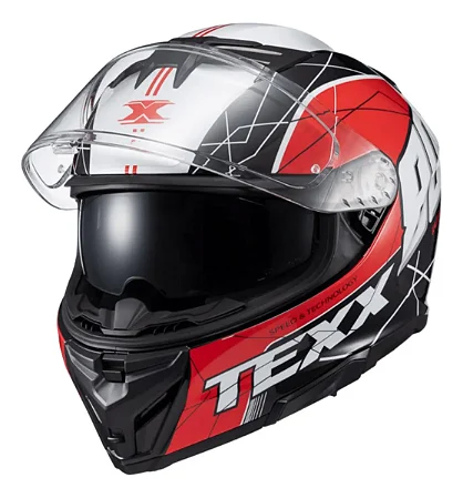 Capacete Texx Kaiman C/ Óculos Vector Preto Vermelho Branco
