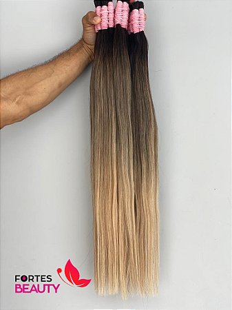 Aplique de cabelo humano - Ombre Hair - 100% Humano - Cabelo Loiro - 50 gramas