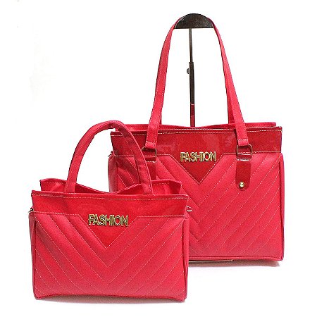 Kit com 2 Bolsas Femininas Fashion Vermelha Atacado