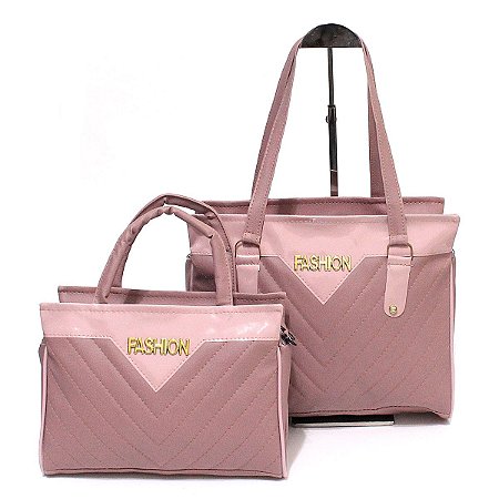 Kit com 2 Bolsas Femininas Fashion Rosê Atacado