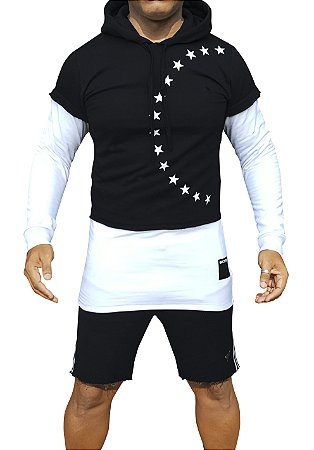 Casaco de Moletom Retrô Preto