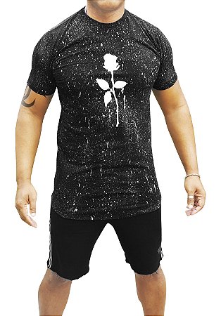 Camiseta Rosa Chapiscada Preta