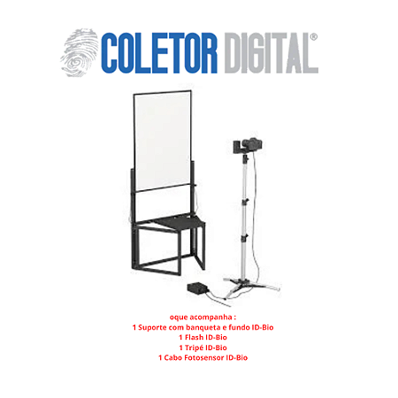 Kit completo para fotografia de identificação e fotografia biométrica.