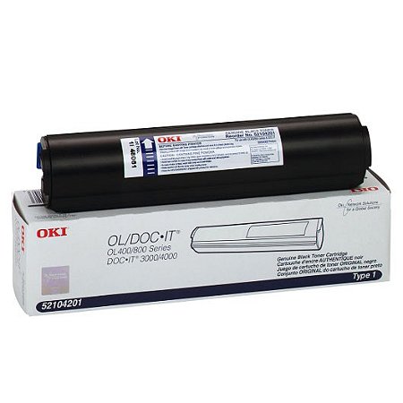 Okidata 52104201 (Tipo 1) Cartucho de toner laser preto OEM (rendimento de página de 2,5 mil)