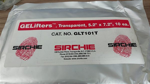 GELifters transparentes 5,2 polegadas x 7,2 polegadas SIRCHIE GLT101T