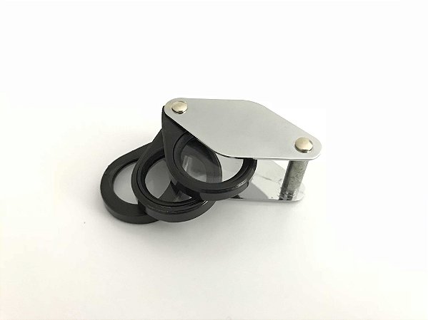 Lupa de Bolso Cromada com 3 Lentes forenses