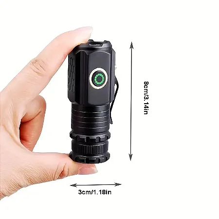 Lanterna LED potente de alta luminosidade - Pequena tocha recarregável por USB, 5 modos, 3 pavios, lanterna mini leve com ímã, perfeita para acampar, fazer trilhas e emergências