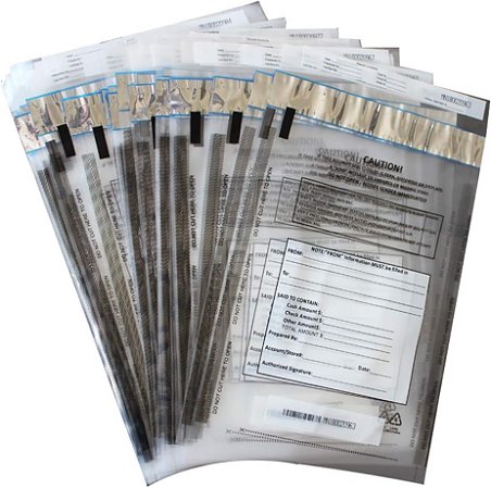 Pacote com 100 sacos transparentes para depósitos de fraude, sacos para inviolação, para uso na de segurança publica, 23 x 30 cm