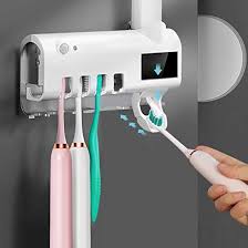 Porta Escovas De Dente Esterilizador Com Dispenser De Pasta Desinfecção UV -K8