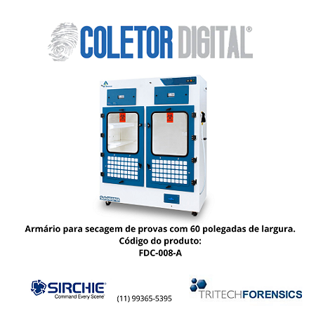 Armário para secagem de provas com 60 polegadas de largura.