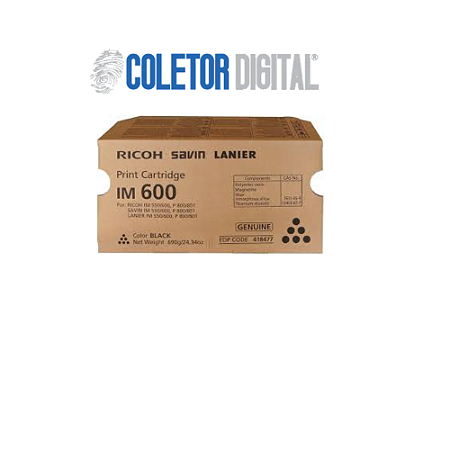 Toner Ricoh 418477 Preto | IM550 IM550F IM600 P800 P801 | Original 25.5k