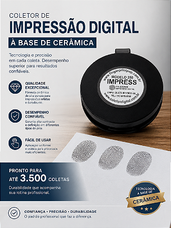 Coletor de Impressão Digital Modelo 5512 Cerâmica Preto 3000 Usos