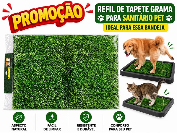 Refil Tapete Higiênico Pet Grama Sintética Lavável