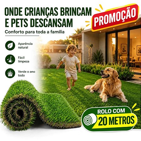 Grama Sintética Artificial Decorativa 20mm Bicolor Soft 20 METROS