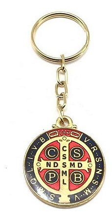 Chaveiro de São Bento Redondo Dourado