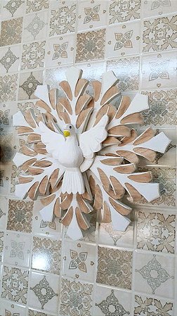 Divino em Madeira 35 x 35 cm Raios Duplo branco