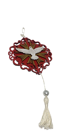 Adorno Divino Espirito Santo, vermelho com branco
