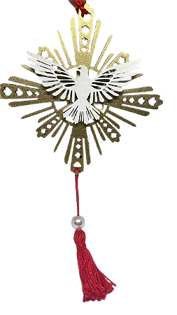 Adorno Divino Espirito Santo, dourado com branco