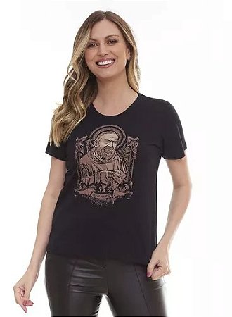 Camiseta Padre Pio, Feminina, PP