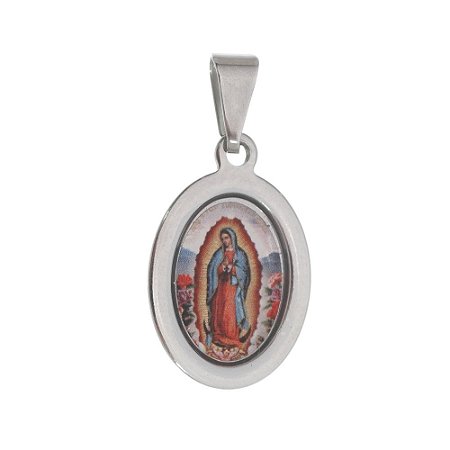 Medalha Nossa Senhora de Guadalupe, aço inox