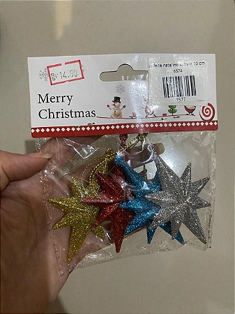 Enfeite natalino estrela 10 cm 6574