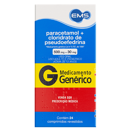 PARACETAMOL + PSEUDOFEDRINA 500 MG + 30 MG X 24 COMPRIMIDOS