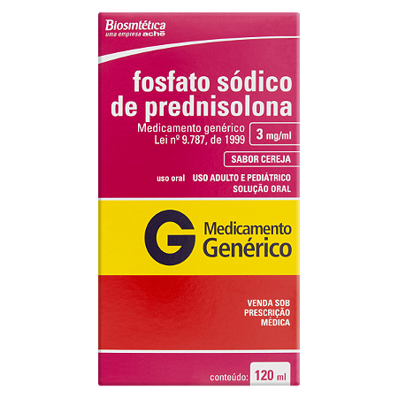 FOSFATO SODICO DE PREDNISOLONA 3MG/ML X 120 ML - XAROPE + PIPETA