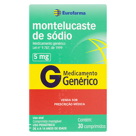 MONTELUCASTE - 5 MG X 30 COMPRIMIDOS MASTIGAVEIS