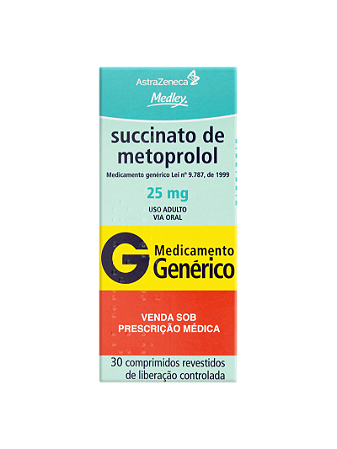 SUCCINATO DE METROPOLOL 25 MG X 30 COMPRIMIDOS