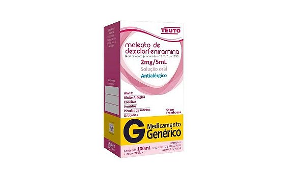 MALEATO DE DEXCLORFENIRAMINA 0,4 MG/ML X 100 ML - XAROPE