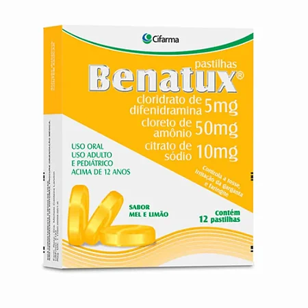 BENATUX - C/ 12 PASTILHAS - SABOR MEL E LIMAO