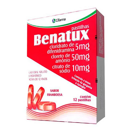 BENATUX - C/ 12 PASTILHAS - SABOR FRAMBOESA