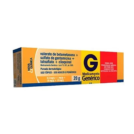 VALERADO DE BTAMETASONA 0,5 MG/G + SULFATO DE GENTAMICINA 1 MG/G = TOLNAFTATO 10 MG/G + CLIOQUINOL 10 MG/G - CREME X 20 G
