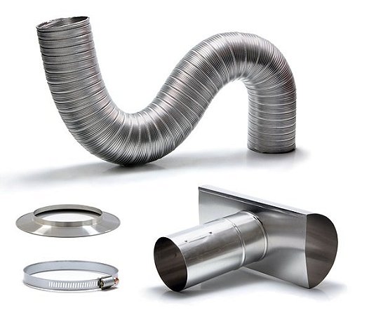 Kit Chaminé em Alumínio com Flexível Corrugado de 1,5mx150mm