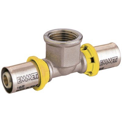 Tee Femea Para Gas 20Mm X 1/2 Multi Gás, Emmeti