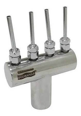 Bico Leque 38 Mm Inox 4 Saidas 1/4 Entrada Rosca 1 Sodramar