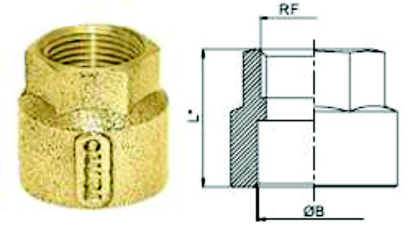 Conector Latão Redução Bronze Ramo B 28 RF 1/2"