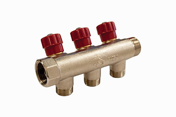 Distribuidor com Registro Vermelho 3/4x3 Saidas 1/2