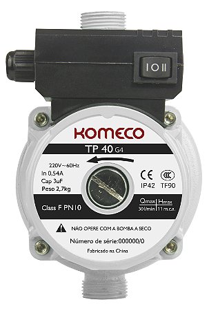 Pressurizador De Água Quente Tp40 G4 Komeco 220v