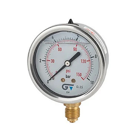 Manometro D63 Vertical Inox Glicerina 1/4 150Psi Genebre