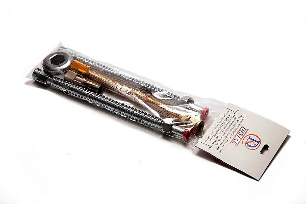 Kit Ligação 40cm Água MF 3/4xGás MF1/2 com Registro Reto