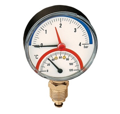 Termomanometro Radial D80 0-4Bar Caleffi Preto