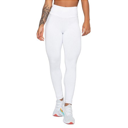 Calça Legging Feminina Branca Fitness Suplex Grossa Academia