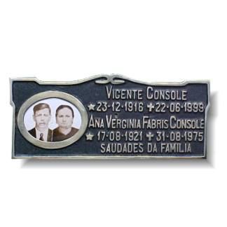 Placa em Bronze 13x33 com Foto Casal - ref.114