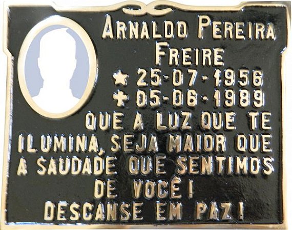 Placa em Bronze 20x25 com Foto em Porcelana - ref. 104