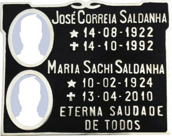 Placa em Bronze 20x25 com Foto em Porcelana - ref. 104