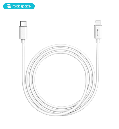 CABO S08 DADOS E CARREGADOR USB-C - L 3A/27W - 100CM ROCK SPACE (BRANCO)