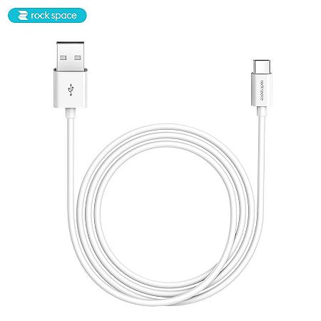 CABO S08 DADOS E CARREGADOR TIPO-C 2A - 100CM ROCK SPACE (BRANCO)