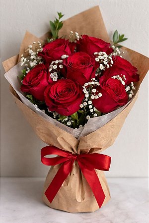 Buquê 7 Rosas Vermelhas Colombianas