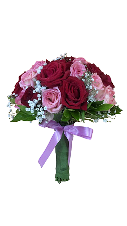Buquê de Noiva Rosas Vermelhas e Rosa